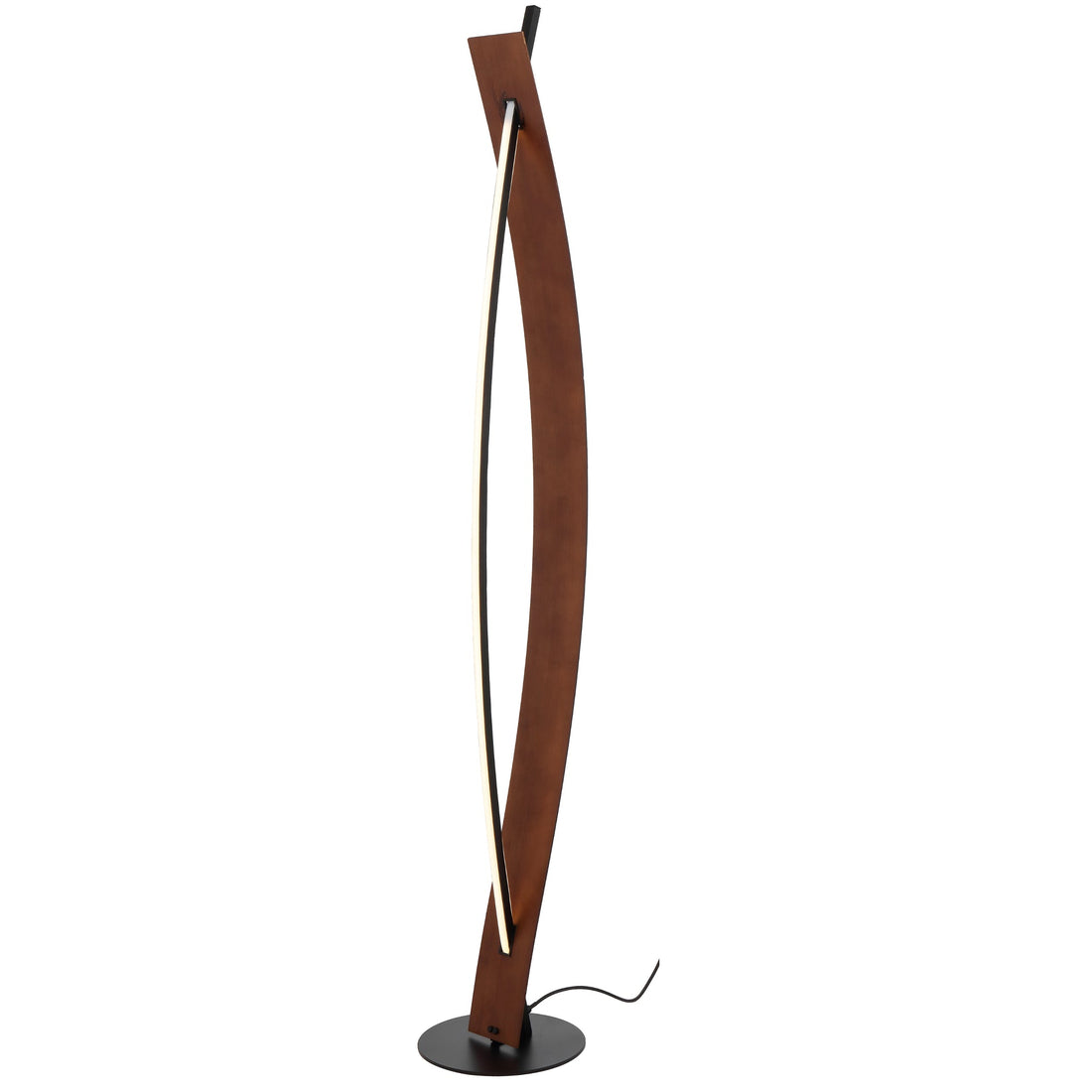 Norse Walnut and Black Contemporary LED  Floor Lamp