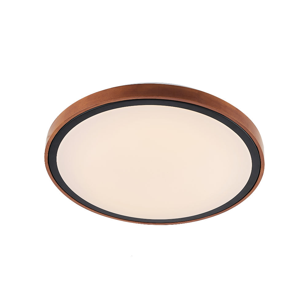 Orlin 30cm 12w Timber and Black Tri-Colour LED Oyster Close to Ceiling