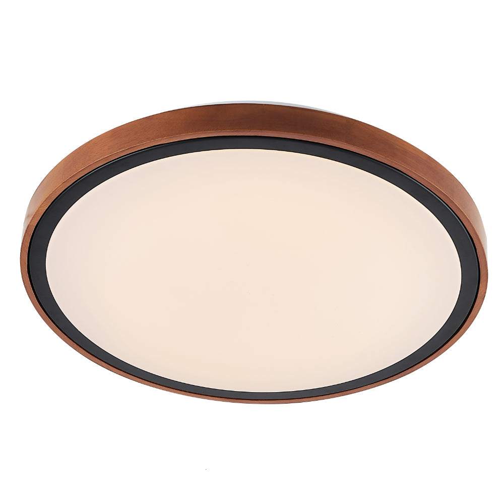 Orlin 51cm 36w Timber and Black Tri-Colour LED Oyster Close to Ceiling