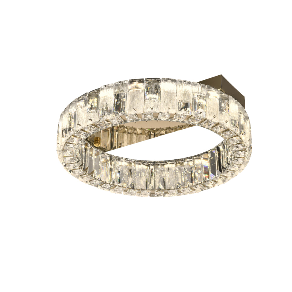 Rias 40cm Gold Tri-Colour with Remote Crystal Modern Close to Ceiling