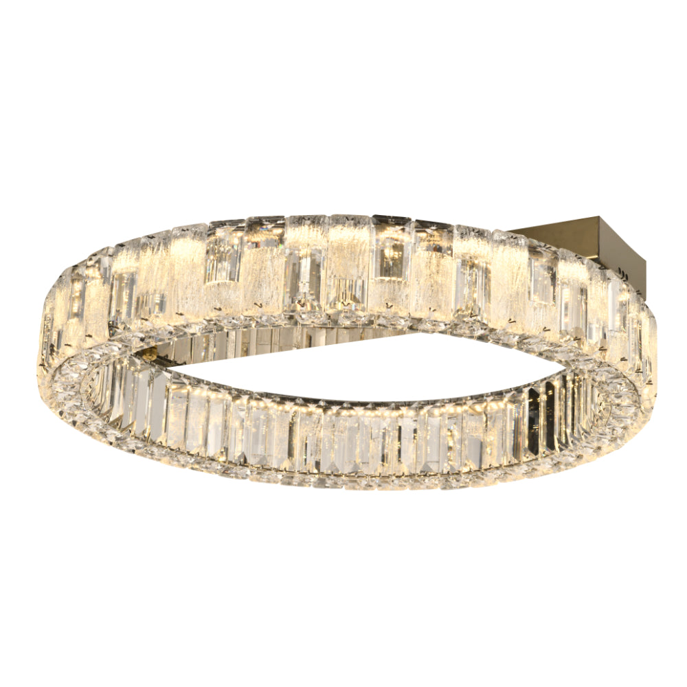 Rias 50cm Gold Tri-Colour with Remote Crystal Modern Close to Ceiling