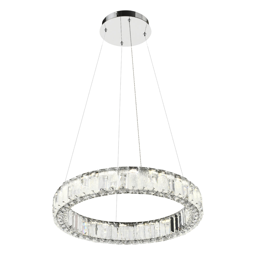 Rias 1 Tier Chrome Tri-Colour with Remote Crystal Modern Pendant