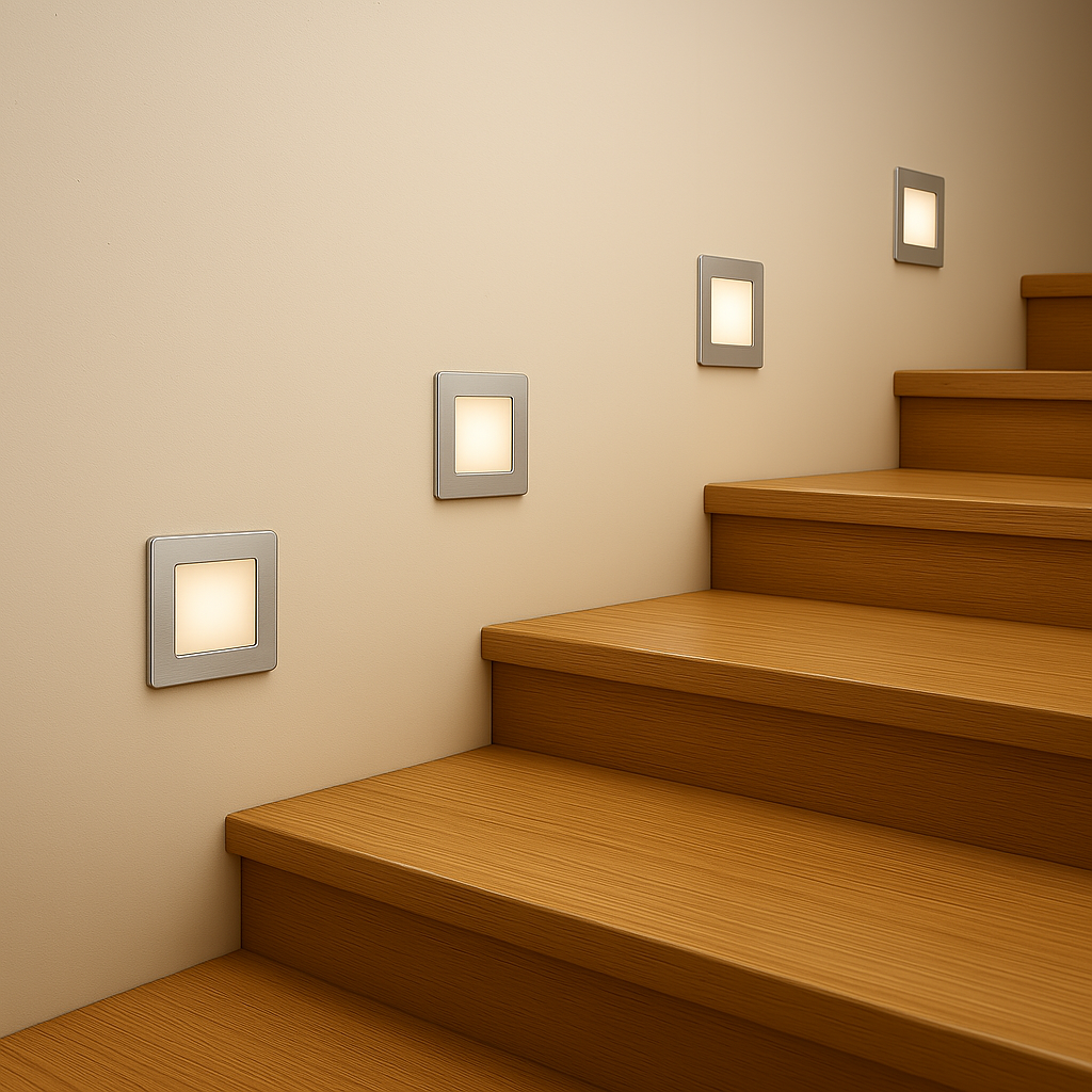 Stow Silver Square Tri-Colour Recessed LED Stair Fixture