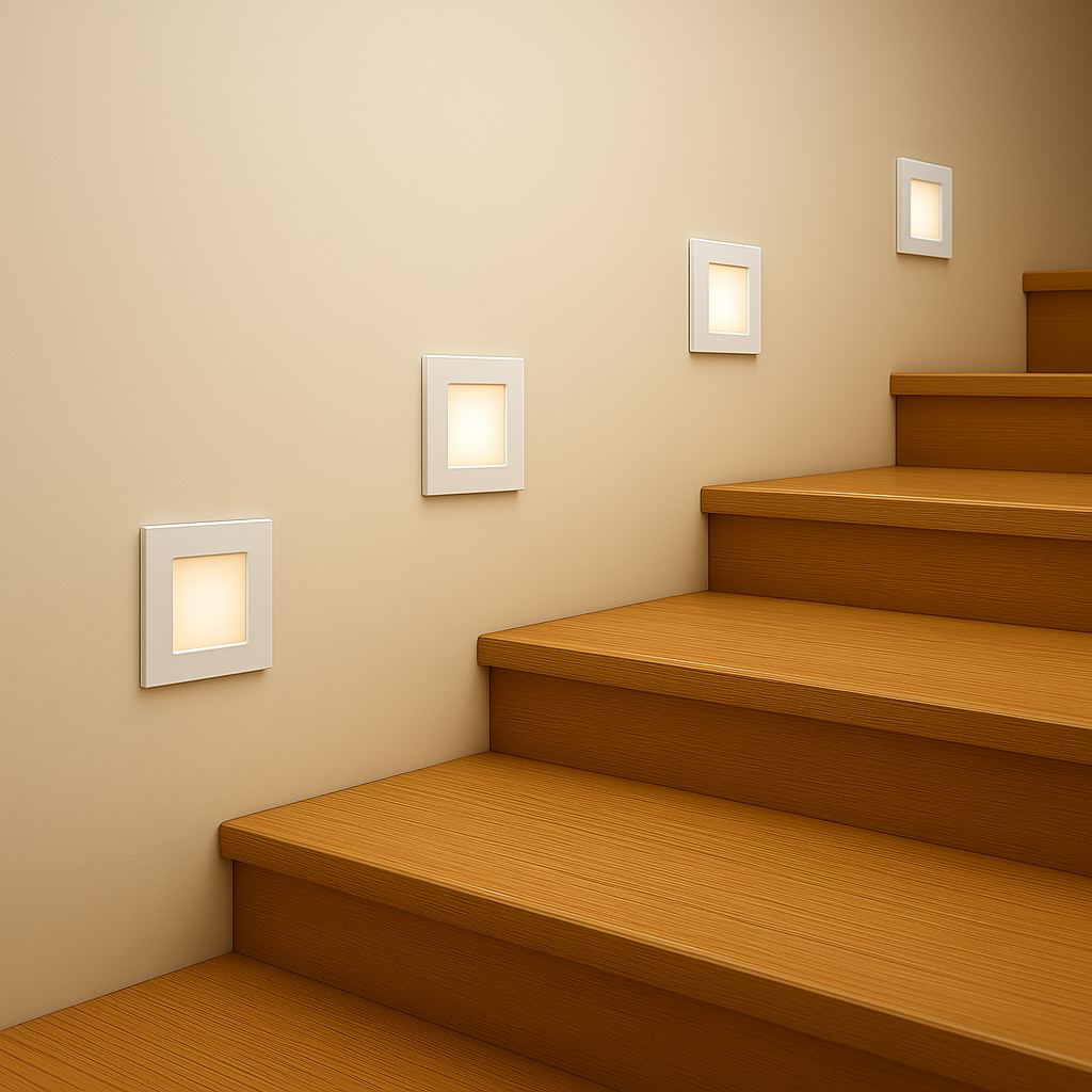Stow White Square Tri-Colour Recessed LED Stair Fixture