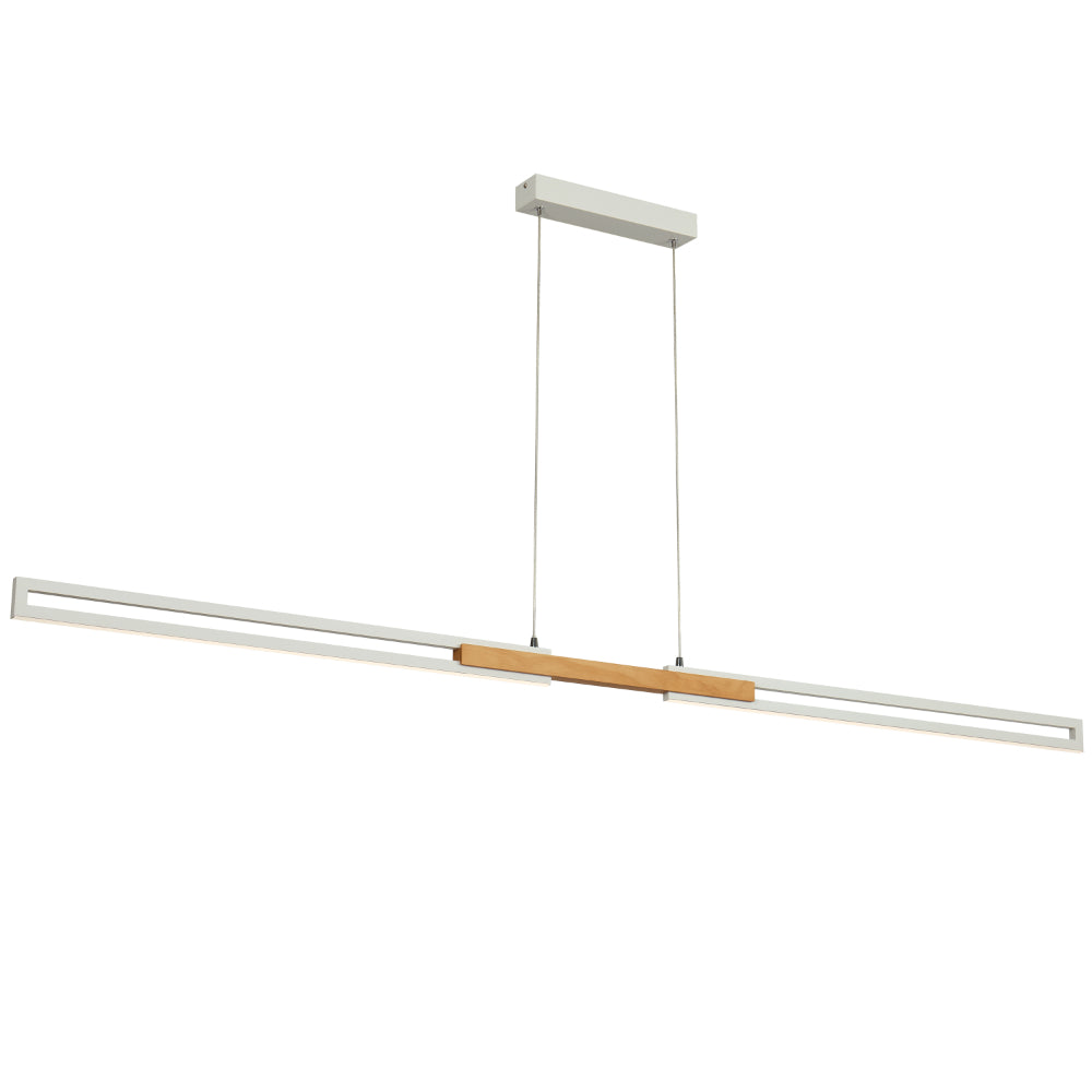 Thorin White and Oak 180cm Linear Tri-Colour LED Dimmable Modern Pendant