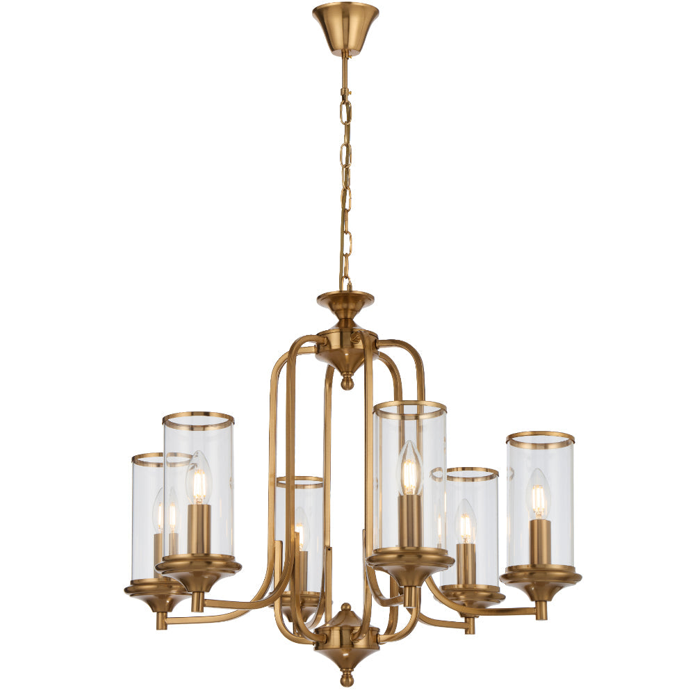 Velden 6 Light Copper Traditional Industrial Glass Pendant