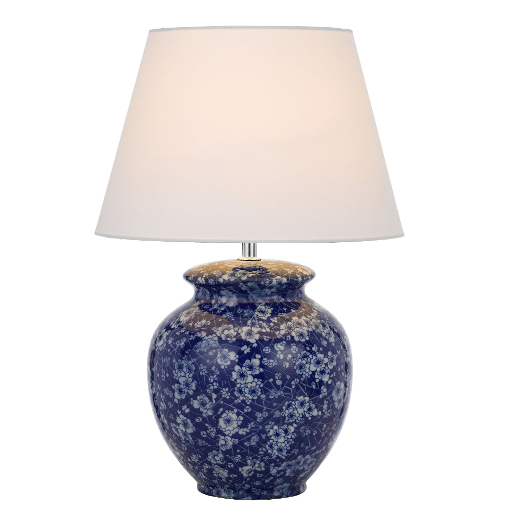 Yulan Blue and White Floral Pattern Ceramic Table Lamp