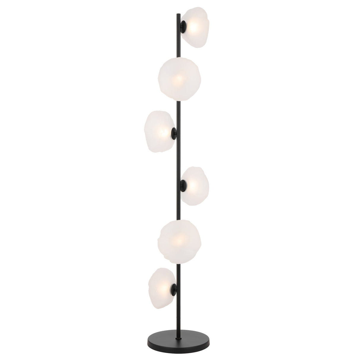 Zecca 6 Light Black with Frost Textured Glass Contemporary Floor Lamp