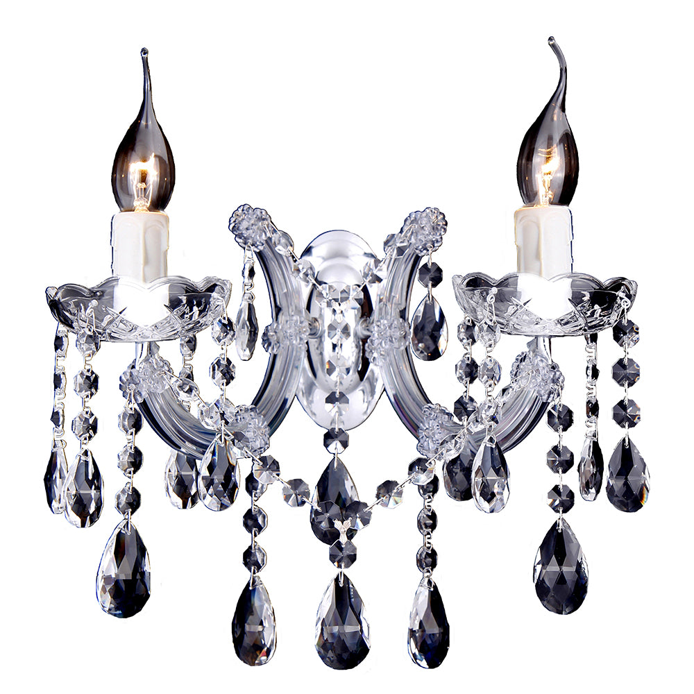 Zurich 2 Light Chrome Crystal Traditional Wall Light
