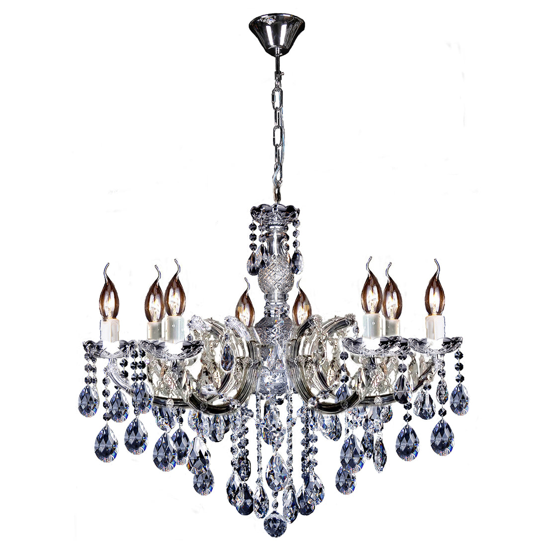 Zurich 8 Light Chrome Crystal Traditional Pendant Chandelier