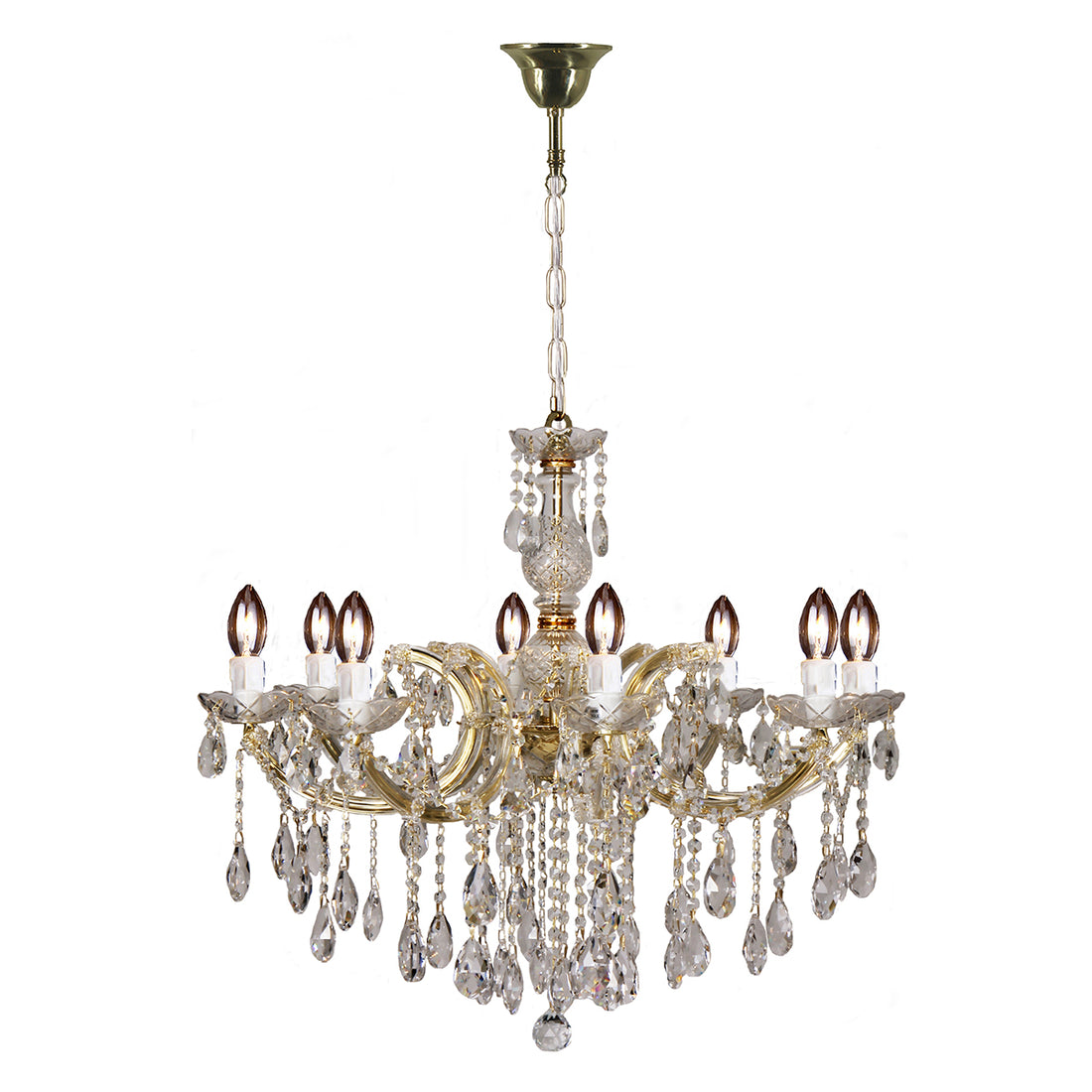 Zurich 8 Light Gold Crystal Traditional Pendant Chandelier