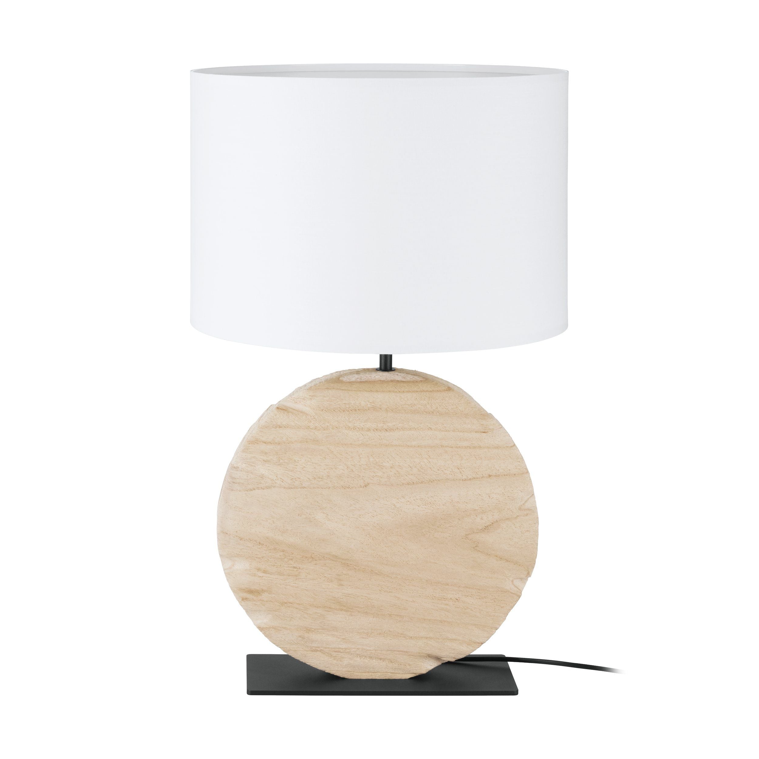 Contessore Round White and Timber Contemporary Table Lamp