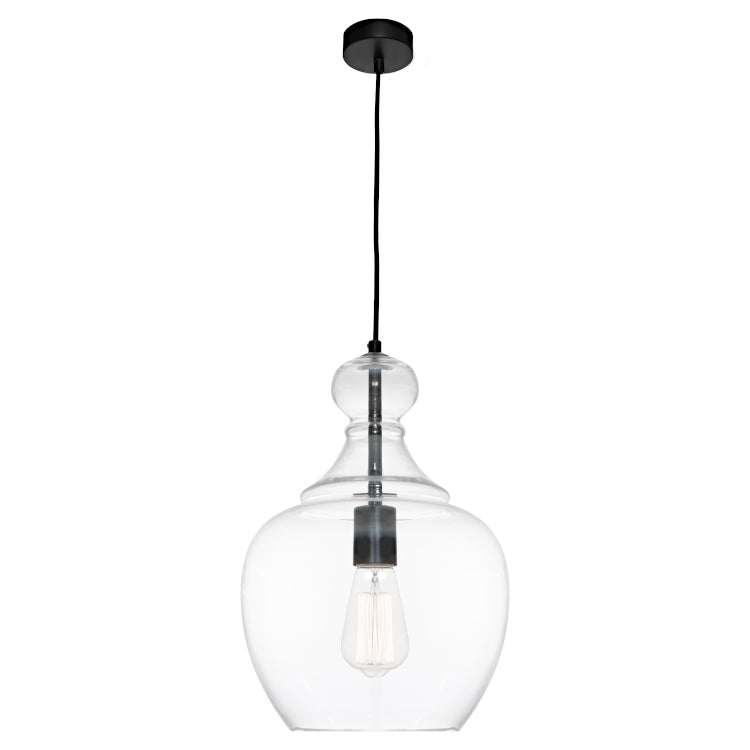 Bellac 1 Light Black Glass Contemporary Pendant