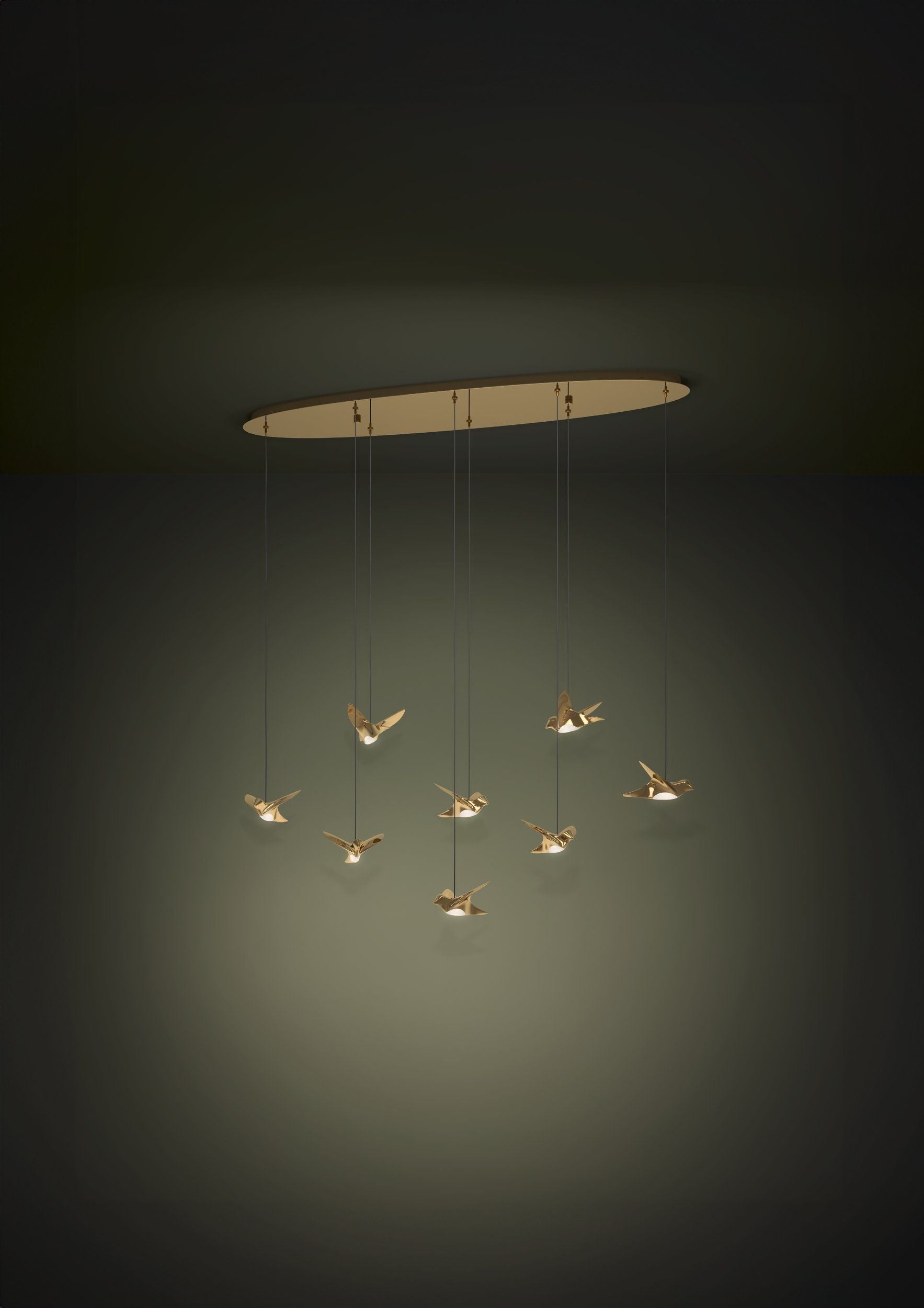 Paratebueno 8 Light Linear Brass Bird Contemporary Feature Pendant