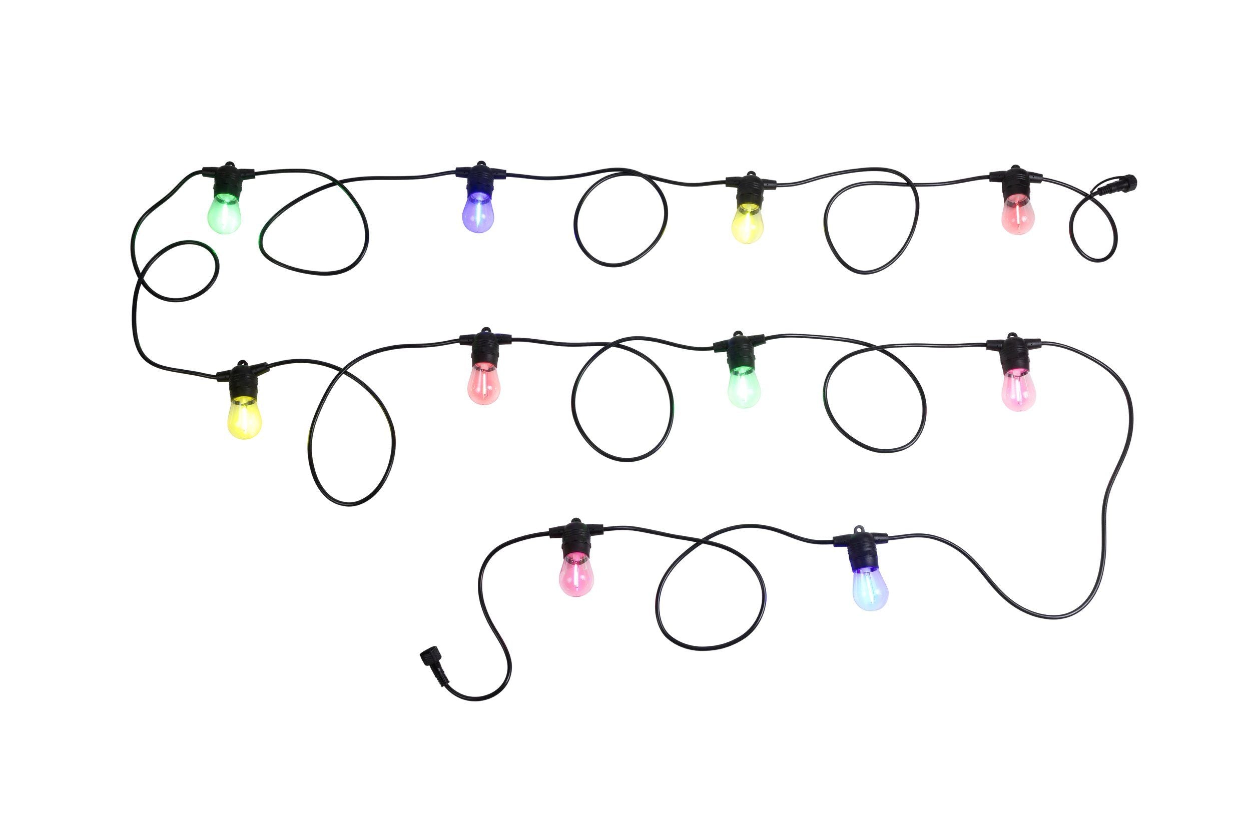 Festoon Extension Black with 10-Light Multi-Colour