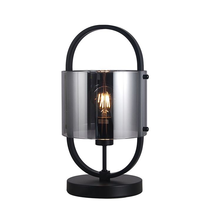 Dynamic Black with Smoke Glass Modern Industrial Table Lamp