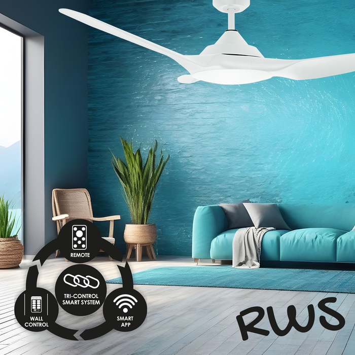 Raven RWS 46"/1160mm 3 Blade White DC Motor Ceiling Fan