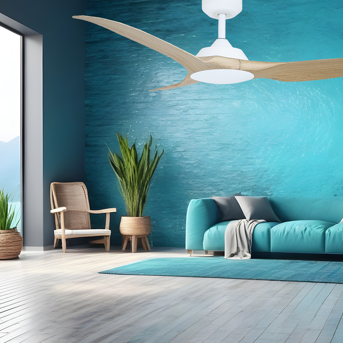 Raven RWS 64"/1620mm 3 Blade White with Oak DC Motor Ceiling Fan