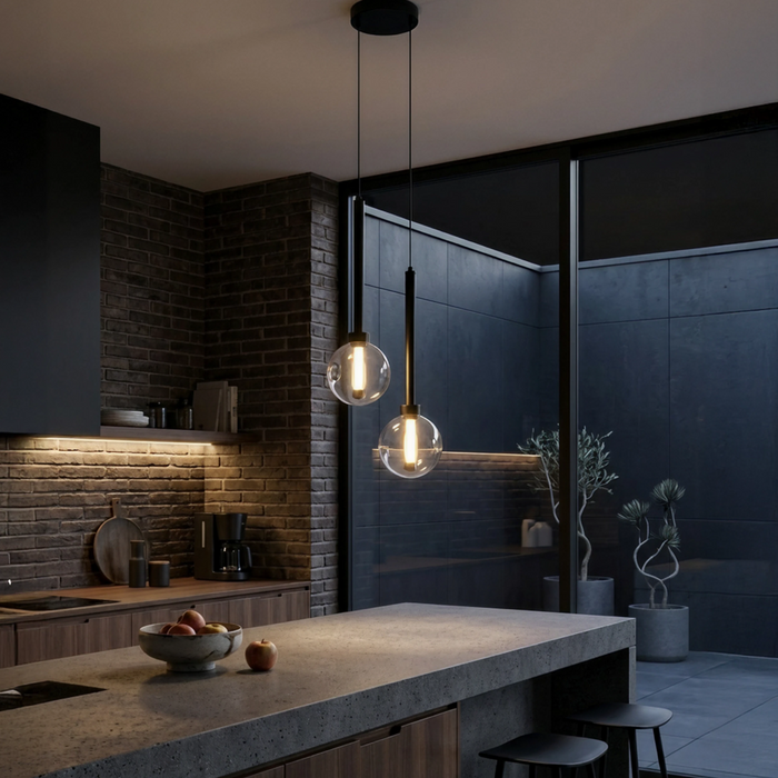 Meteor Black 2 Light LED Modern Pendant