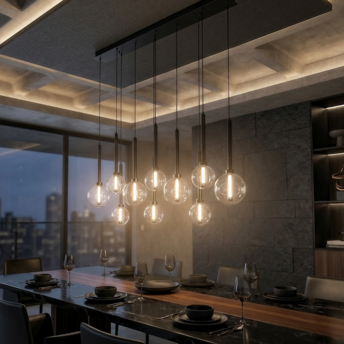 Meteor Black 10 Light LED Linear Pendant