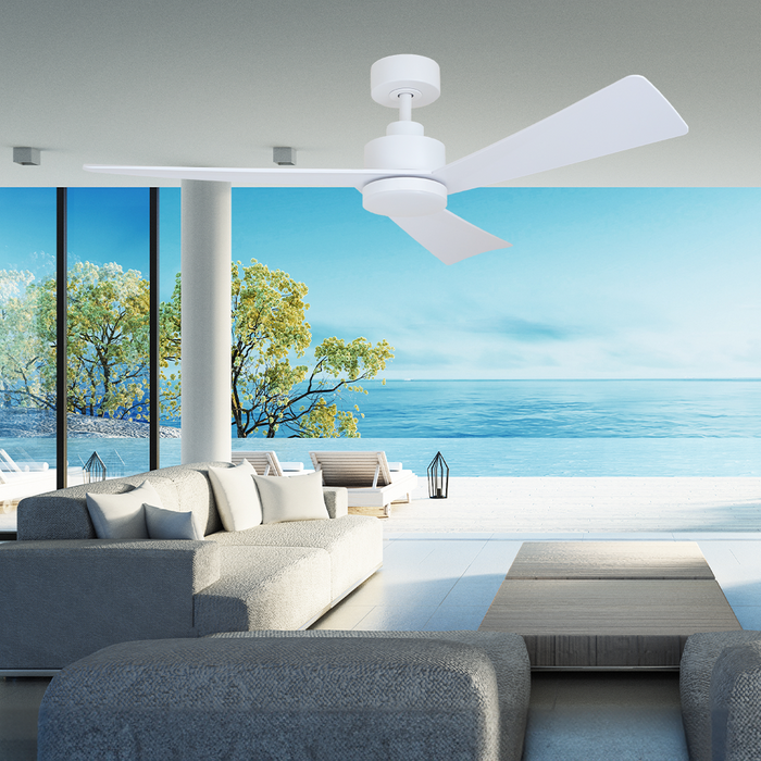 Bronte 52"/1320mm 3 Blade White with LED Light DC Motor Ceiling Fan