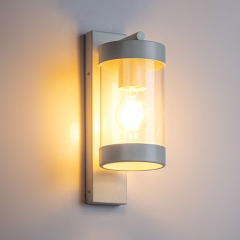 Frenchy White Modern Coach with Glass Exterior Wall Light