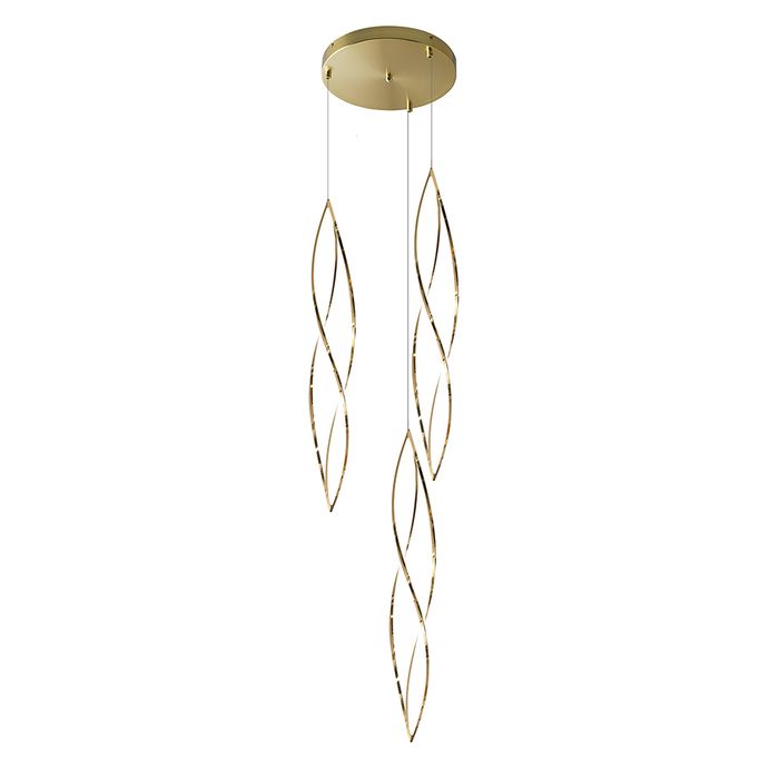 Spear 3 Light Gold 3000k Contemporary Twirl Pendant