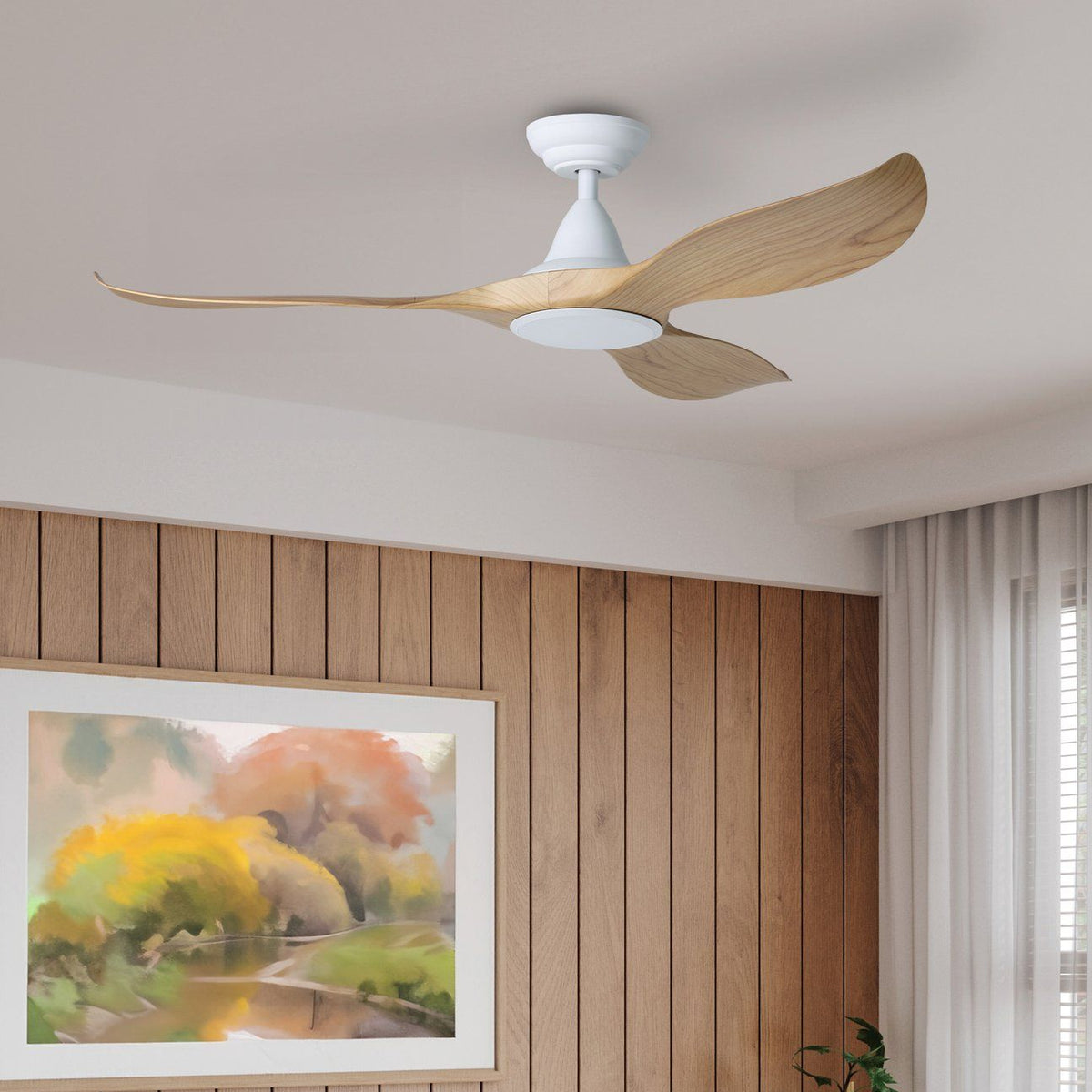 Noosa 52"/132cm Blackbutt and White DC Motor Ceiling Fan