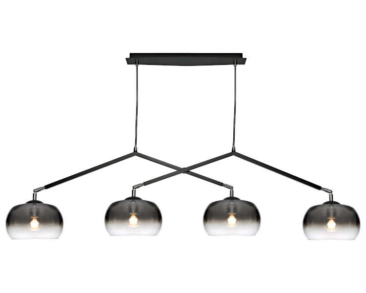 Jordet 4 Light Black and Chrome with Clear and Smoke Glass Modern Pendant