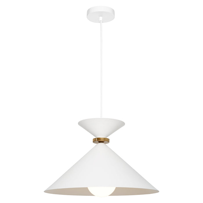 Julia Large White with Gold Industrial Modern Pendant