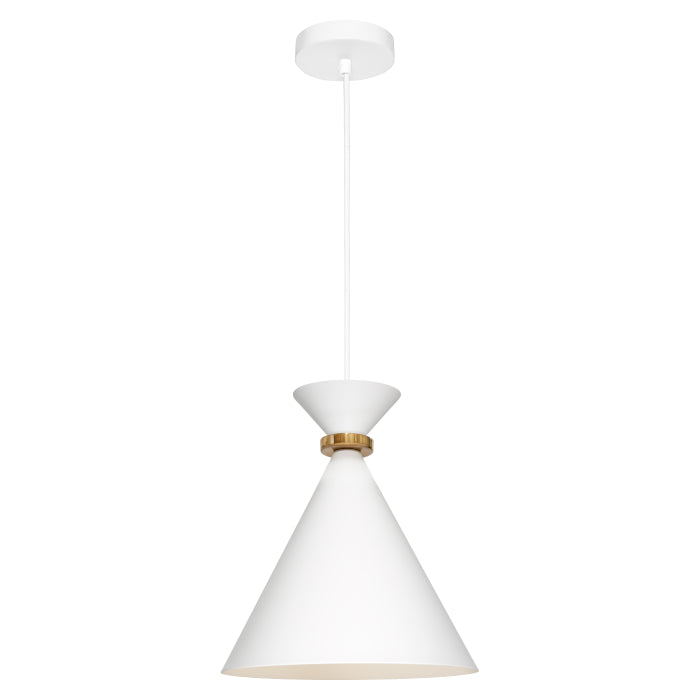 Julia Small White with Gold Industrial Modern Pendant