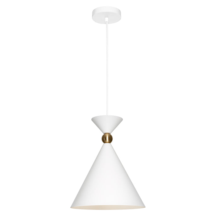 Krissy Small White with Gold Industrial Modern Pendant
