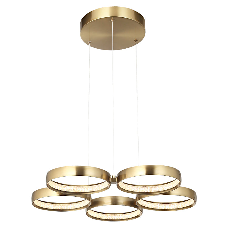 Olympus 5 Light Gold Ring LED Tri-Colour Pendant
