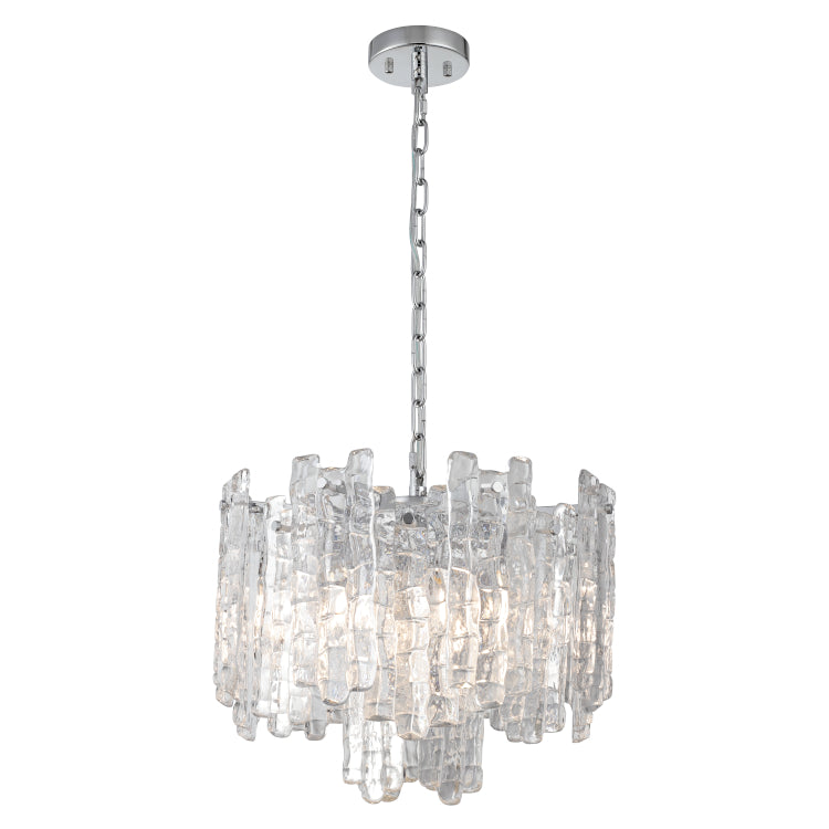Riviera 5 Light Chrome and Ice Glass Modern Pendant
