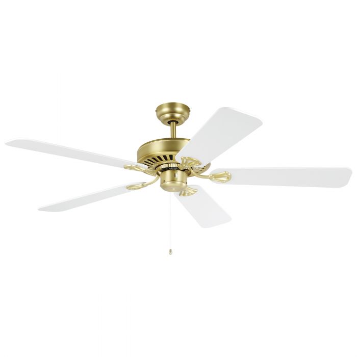 Waikiki 52"/1320mm 5 Blade Brass and White Traditional AC Ceiling Fan