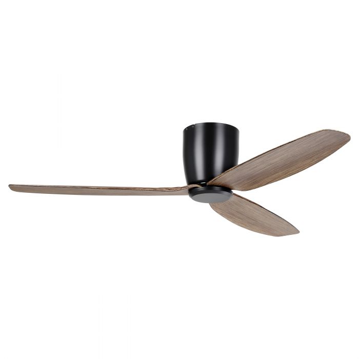 Seacliff 52&quot;/1320mm Black and Light Walnut DC Low Profile Flush Ceiling Fan