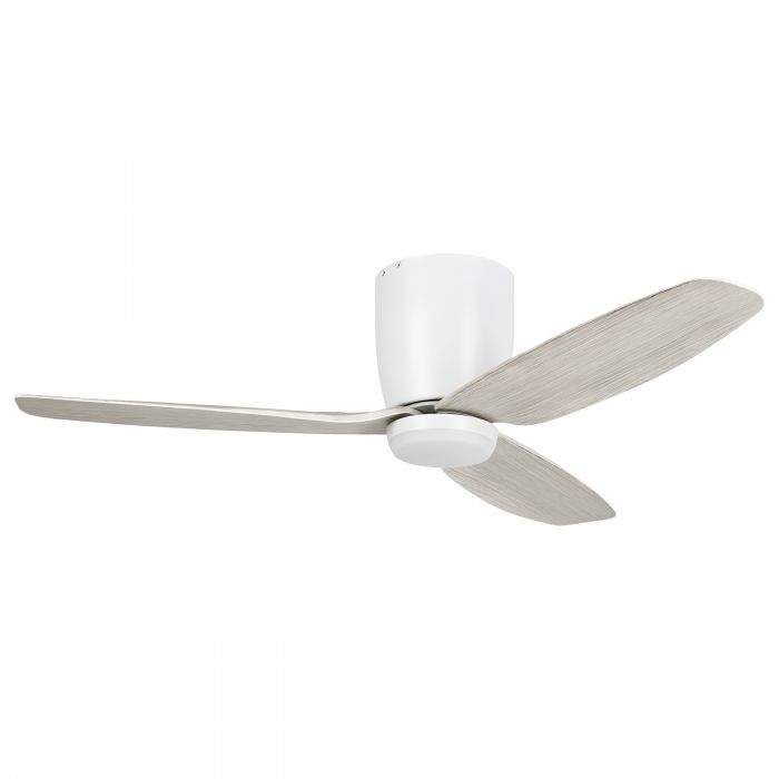 Seacliff 44&quot;/1120mm White and Gessami Oak with LED Light DC Low Profile Flush Ceiling Fan
