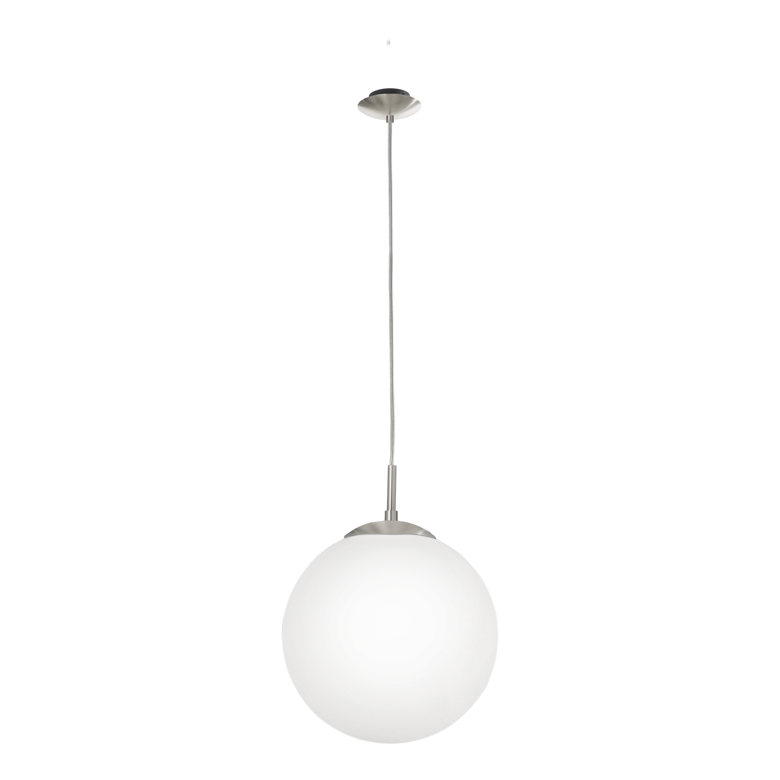 Rondo 300mm Satin Nickel and Opal Glass Ball Pendant