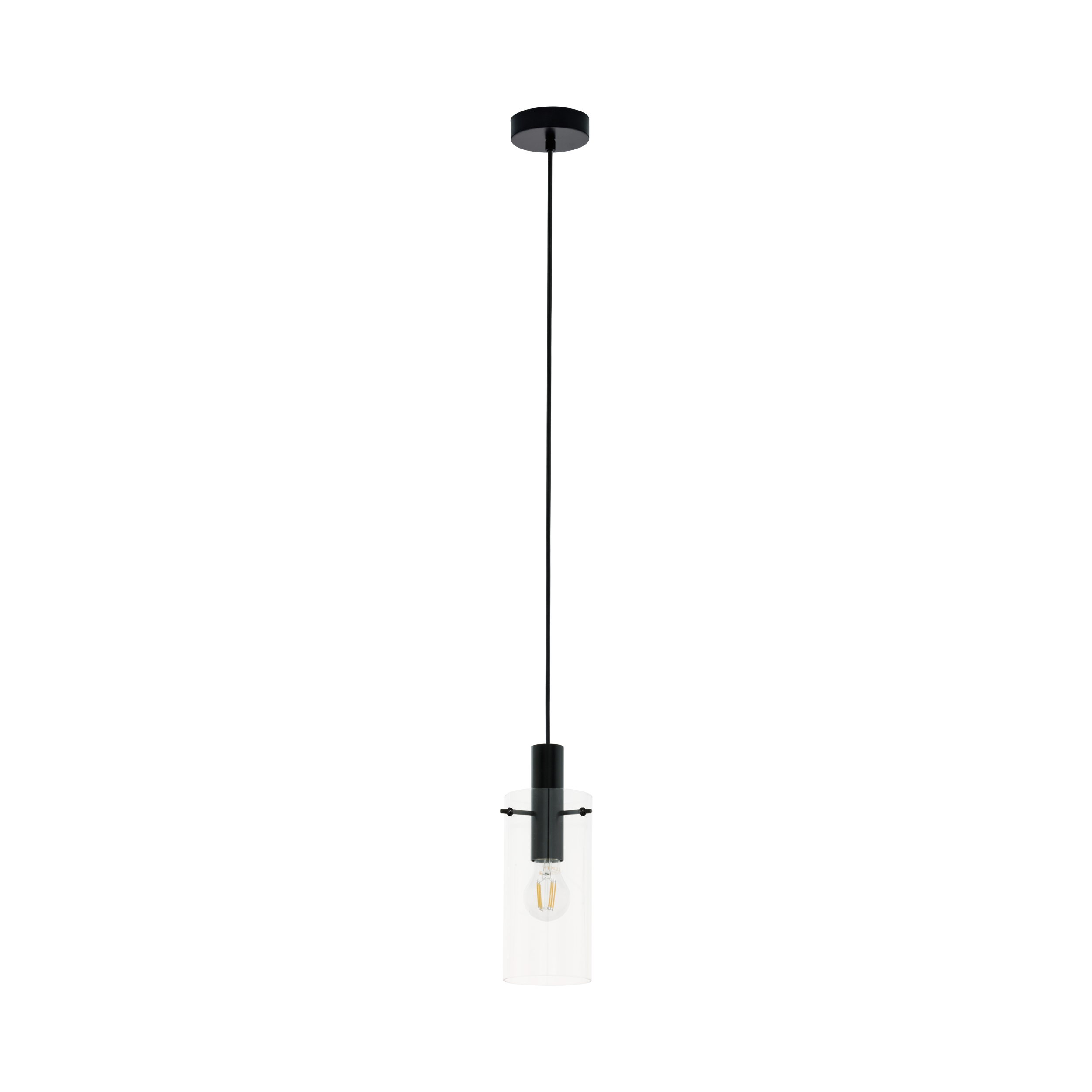 Montefino Clear Glass Cylinder and Black Pendant
