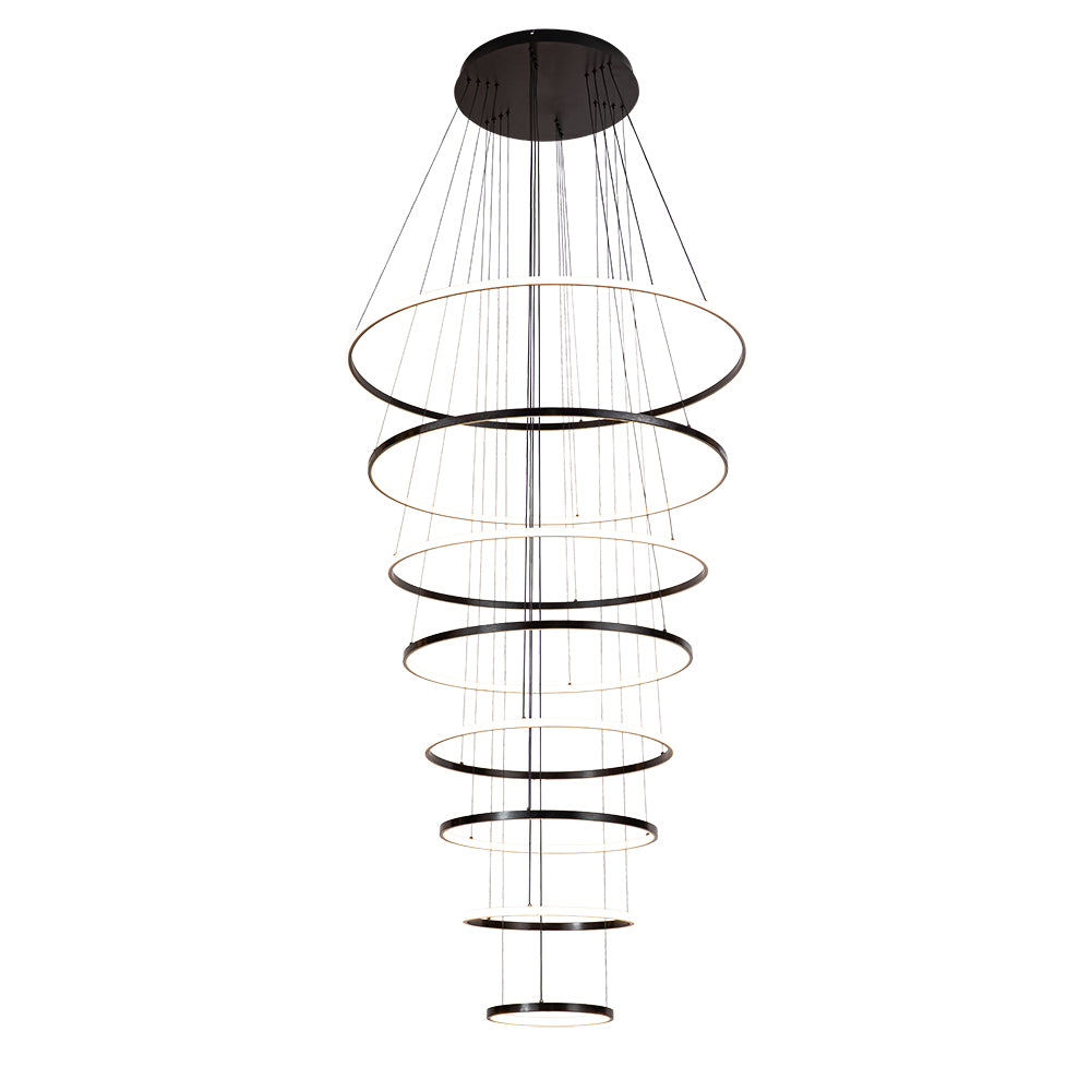 Hoop 8 Ring Black 3000k Contemporary LED Pendant