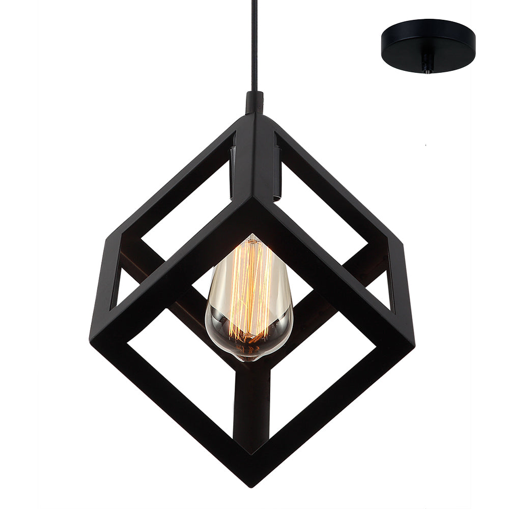 Ruben Black Geometrical Cube Pendant by Amond