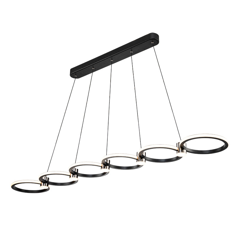 Tiffany 6 Ring Bar Black LED 3000k Contemporary Pendant