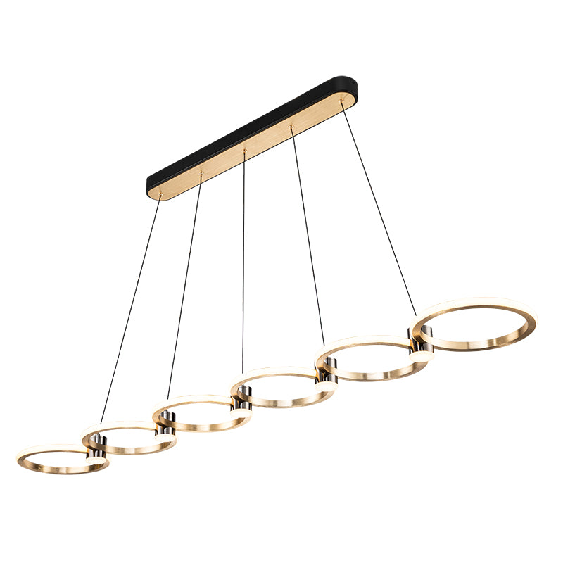 Tiffany 6 Ring Bar Gold LED 3000k Contemporary Pendant