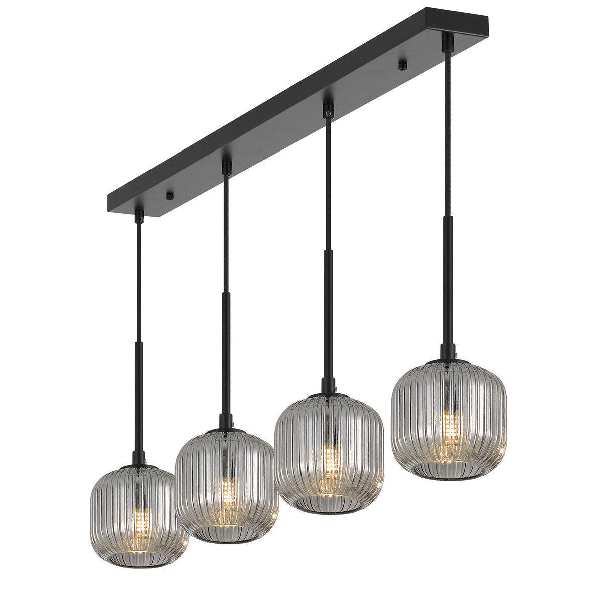 Bobo 4 Light Bar Black with Smoke Glass Pendant