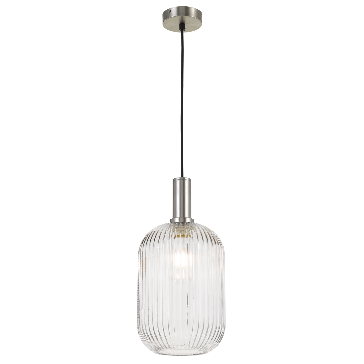 Bonura PE20 Nickel and Clear Reeded Glass Modern Pendant