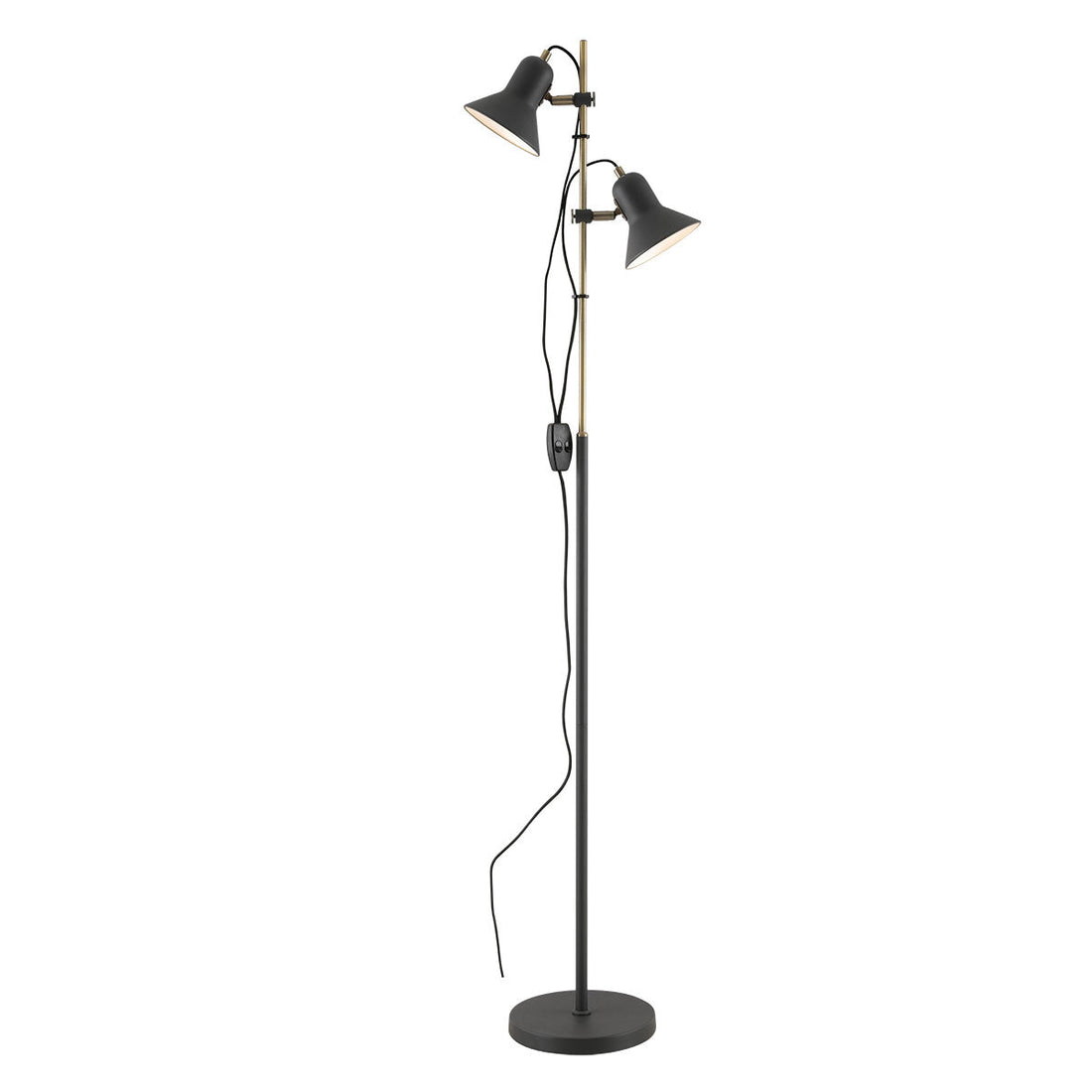 Corelli Dark Grey with Antique Brass Adjustable Floor Lamp
