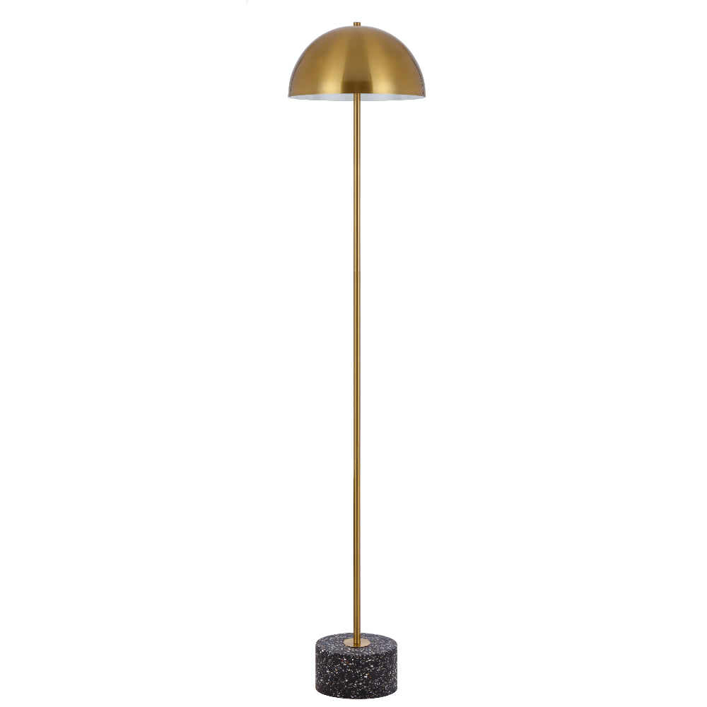 Domez Black Terrazzo and Antique Gold Modern Floor Lamp