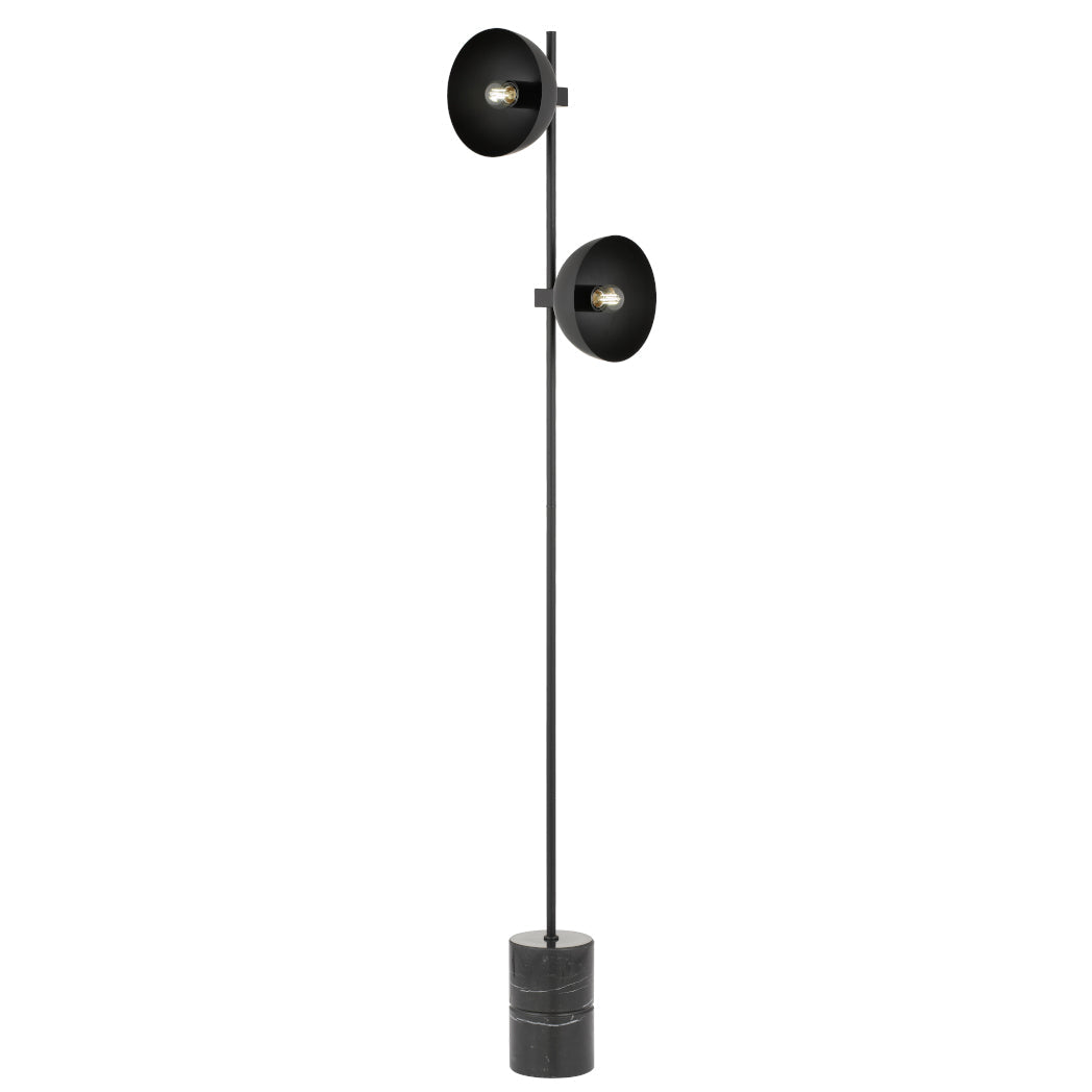 Efrain Black with Black Marble Contemporary 2 Light Floor Lamp