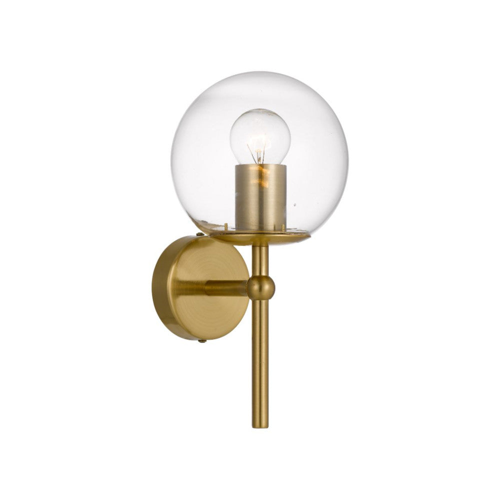 Eterna 1 Light Antique Gold with Clear Glass Wall Light