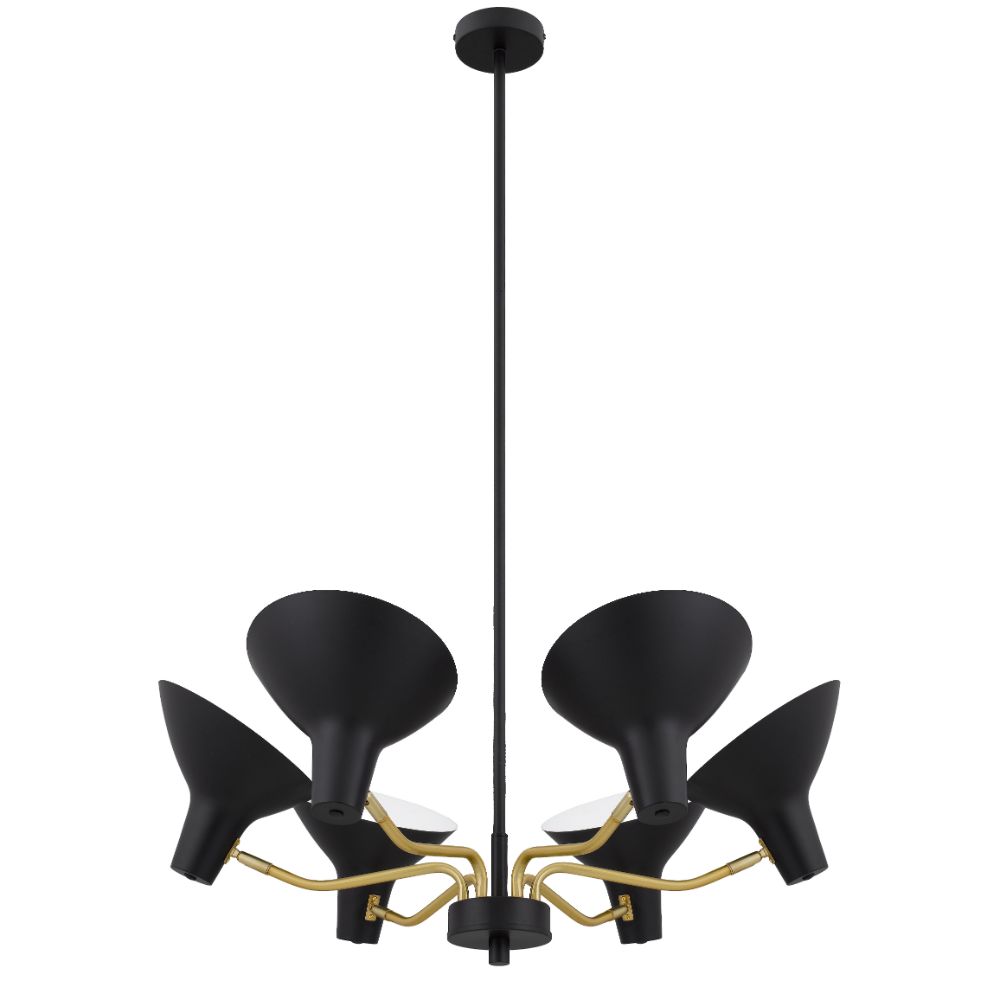 Farbon 6 Light Black Mid-Century Modern Pendant